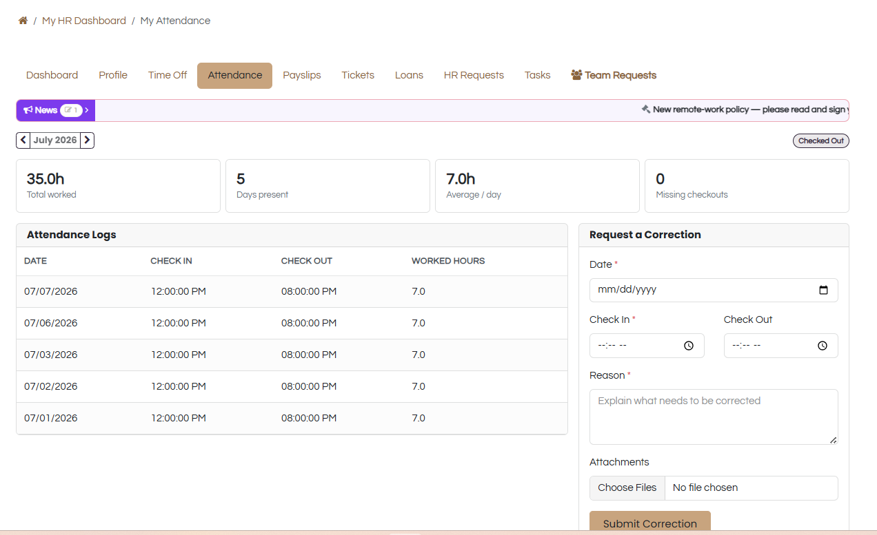 Attendance and Corrections